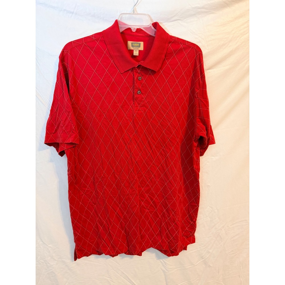 Foundry Supply Co Mens 2XLT Red Diamond Grid Quick-Dri Pima Cotton Polo Shirt